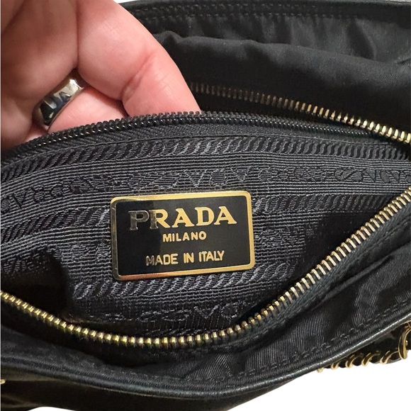 Prada Black Leather Chain Shoulder Bag GUC - Picture 11 of 13